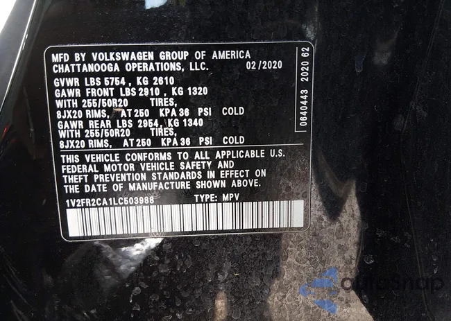 1V2FR2CA1LC503988: 44161861