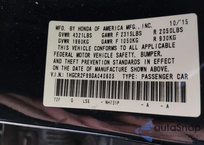 1HGCR2F99GA040605: 44161882