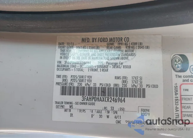 3FAHP0HAXCR246964: 44161943