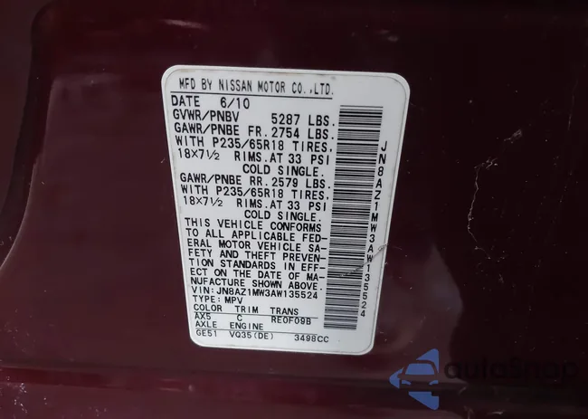 JN8AZ1MW3AW135524: 44161156