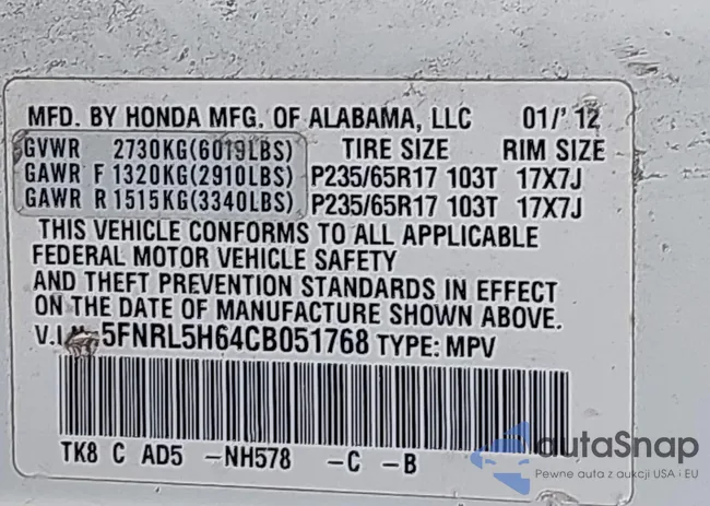 5FNRL5H64CB051768: 44161158