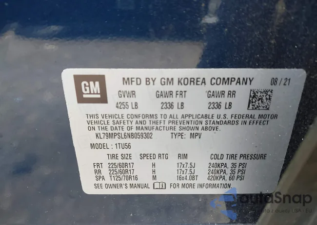 KL79MPSL6NB059302: 44161409