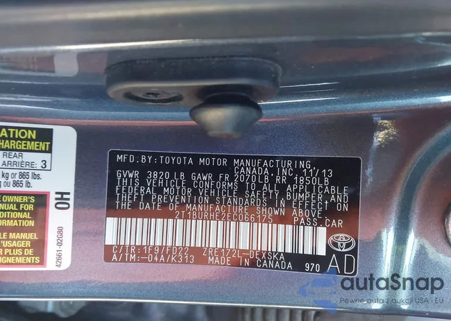 2T1BURHE2EC066175: 44161430