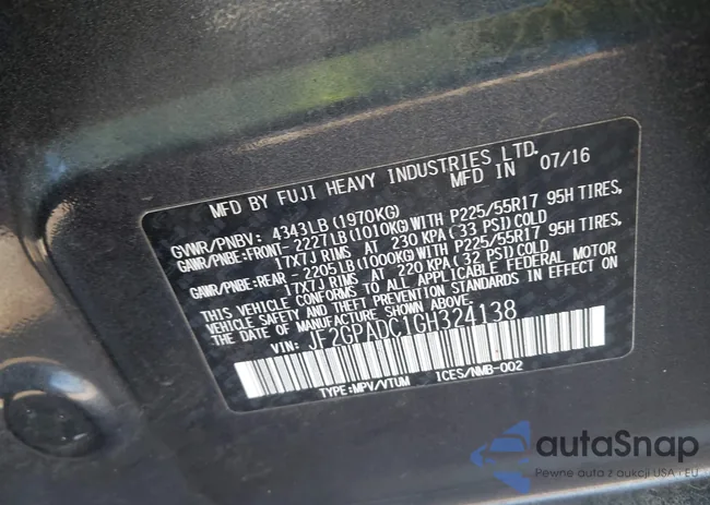 JF2GPADC1GH324138: 44162460