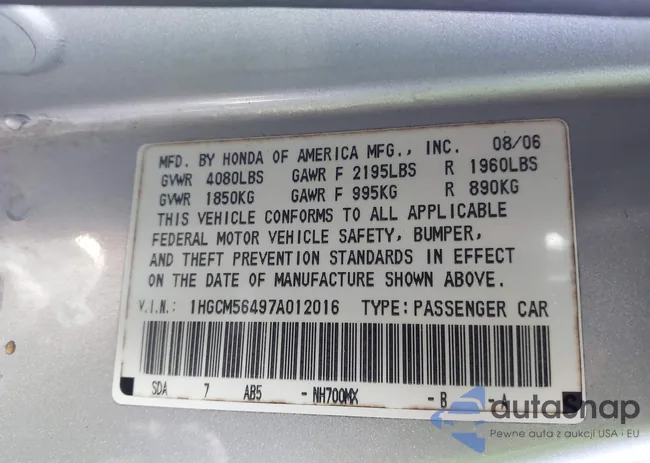 1HGCM56497A012016: 44162526