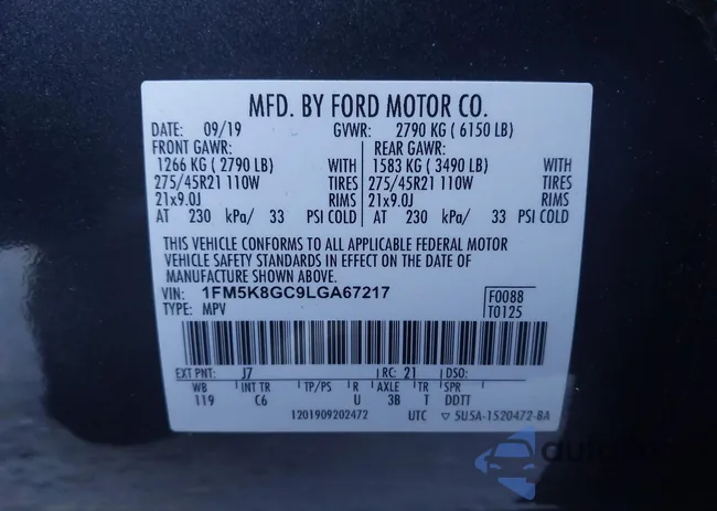 1FM5K8GC9LGA67217: 44162609