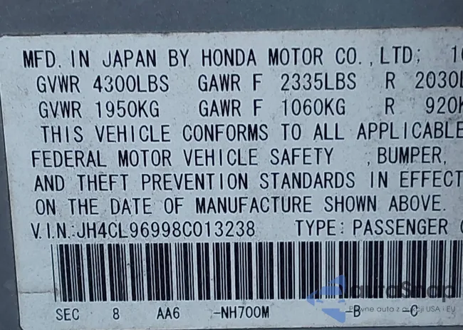 JH4CL96998C013238: 44162619