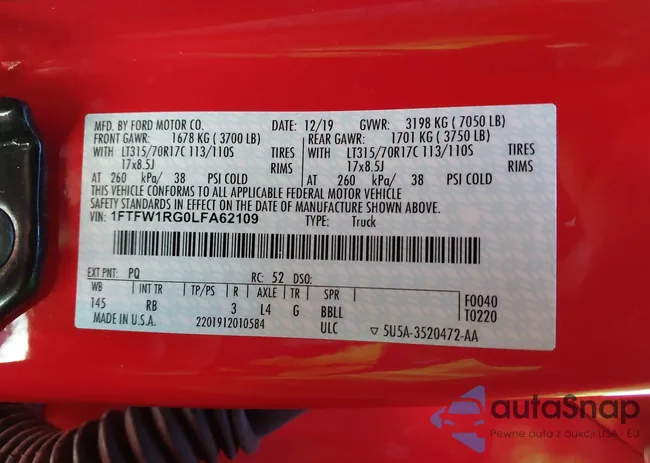 1FTFW1RG0LFA62109: 44162653