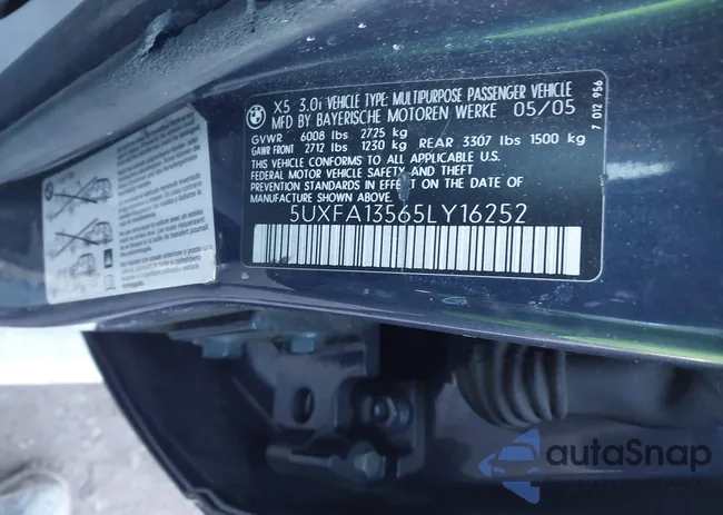 5UXFA13565LY16252: 44162658