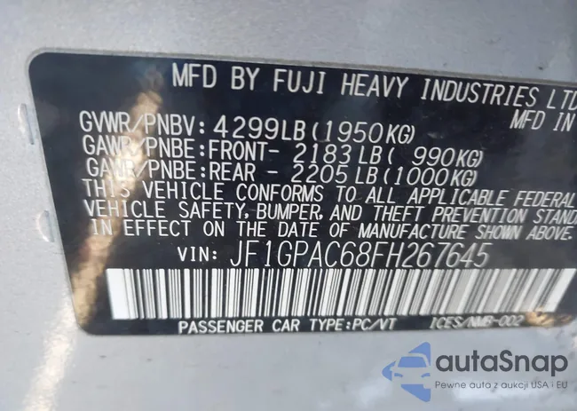 JF1GPAC68FH267645: 44162711