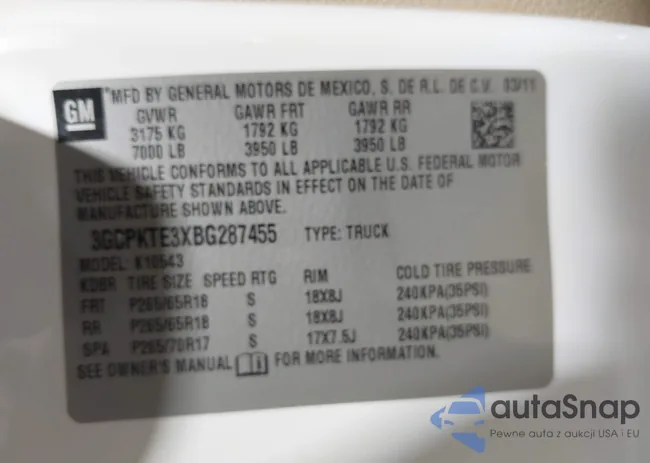 3GCPKTE3XBG287455: 44162747