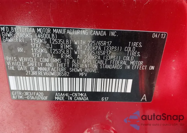 2T3RFREV6DW036582: 44162767