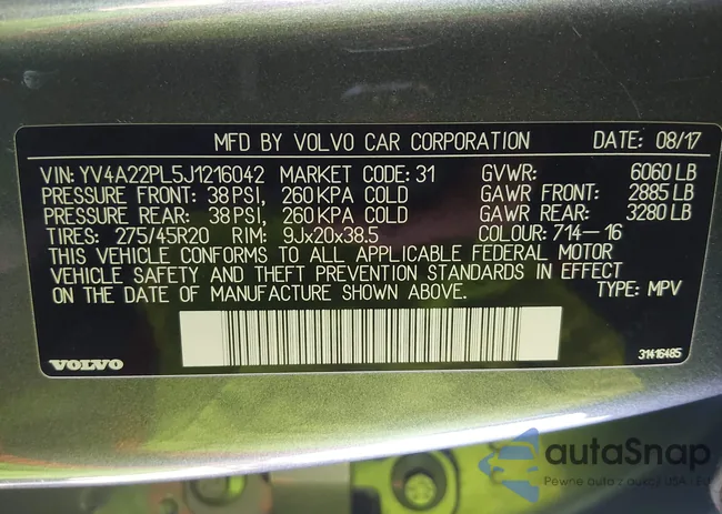 YV4A22PL5J1216042: 44162807