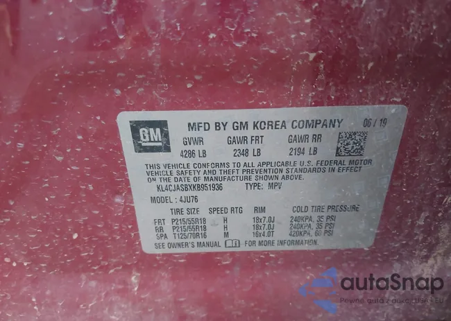 KL4CJASBXKB951936: 44162996