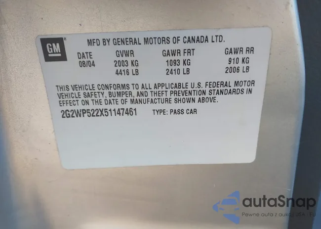 2G2WP522X51147461: 44163027