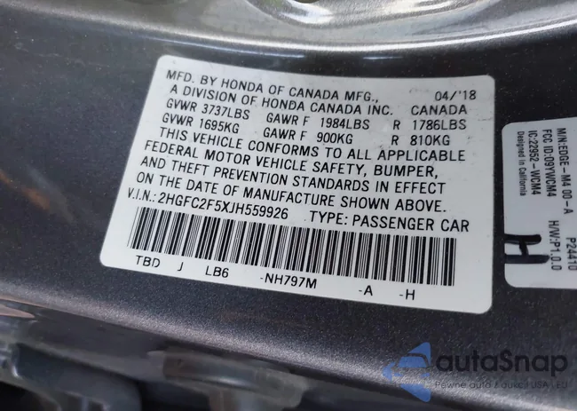 2HGFC2F5XJH559926: 44162083