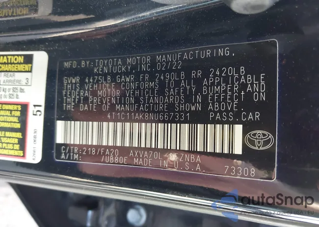 4T1C11AK8NU667331: 44162244