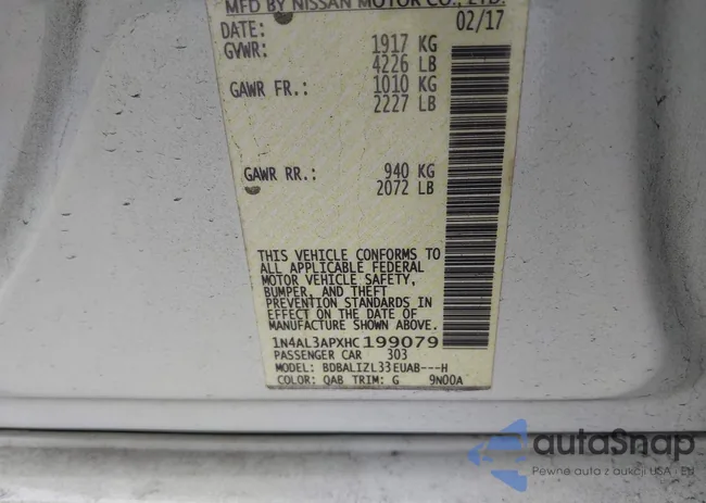 1N4AL3APXHC199079: 44162250