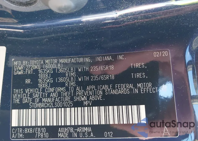 5TDHBRCH2LS001025: 44162342