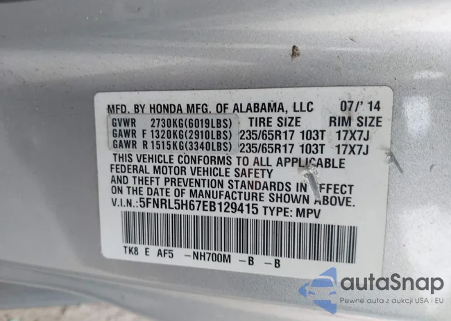 5FNRL5H67EB129415: 44162375