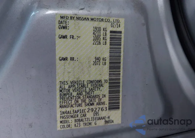 1N4AL3AP1EC292763: 44162428