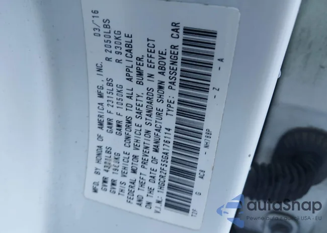 1HGCR2F55GA176114: 44163531