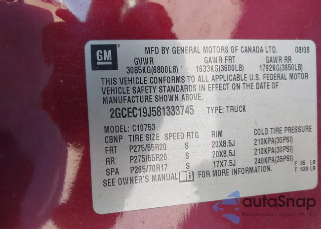 2GCEC19J581333745: 44163567