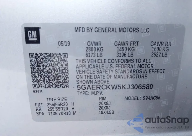 5GAERCKW5KJ306589: 44163589