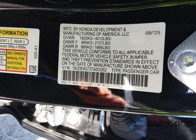 19UDE4G73TA003262: 44163675