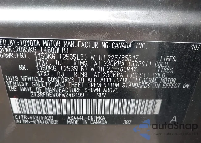 2T3RFREV0FW248199: 44163678