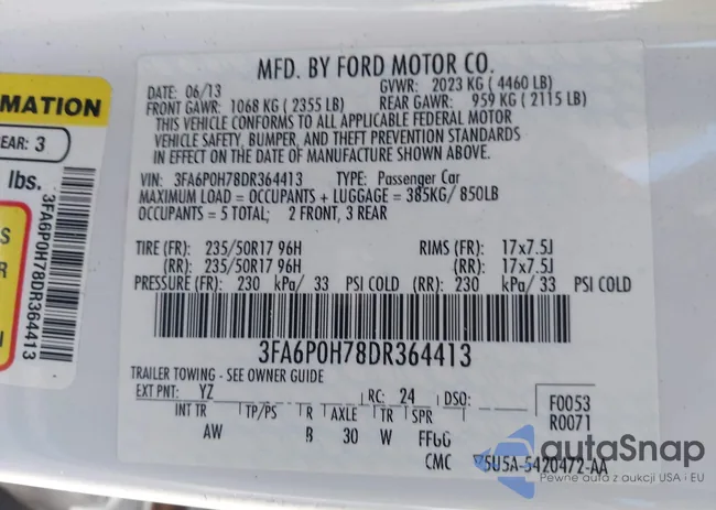 3FA6P0H78DR364413: 44163694