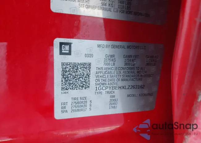 1GCPYBEHXLZ263162: 44163747