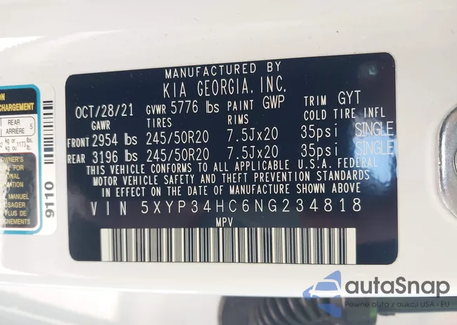 5XYP34HC6NG234818: 44163789