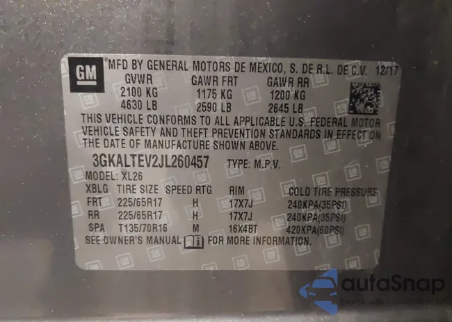 3GKALTEV2JL260457: 44163810