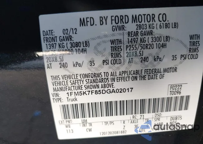 1FM5K7F85DGA02017: 44163831