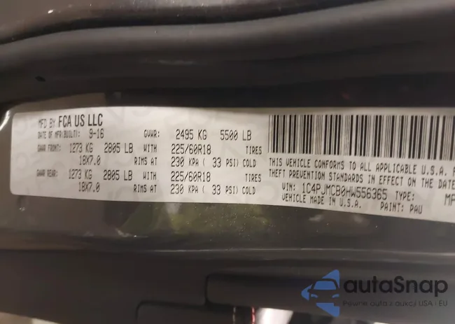 1C4PJMCB0HW556365: 44164000