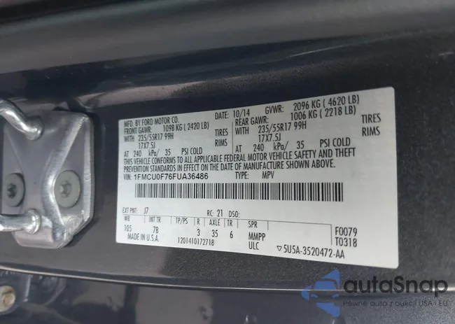 1FMCU0F76FUA36486: 44163155