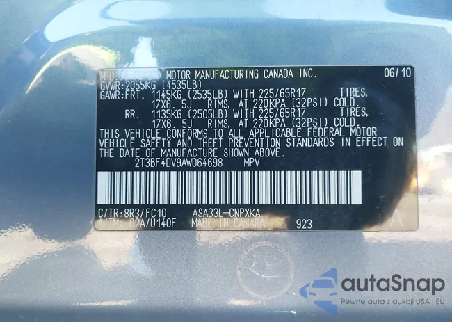 2T3BF4DV9AW064698: 44163331