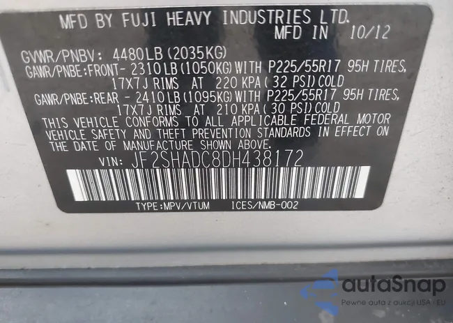 JF2SHADC8DH438172: 44163338