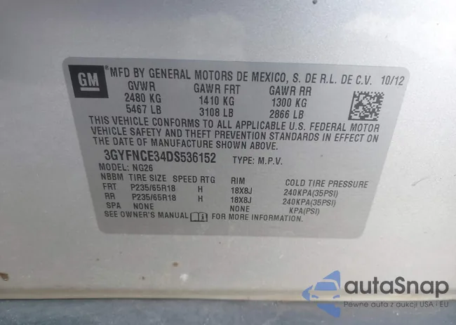 3GYFNCE34DS536152: 44163345