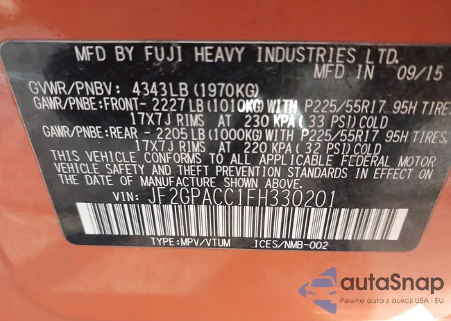 JF2GPACC1FH330201: 44163353