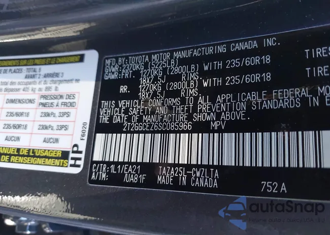 2T2GGCEZ6SC085966: 44163439