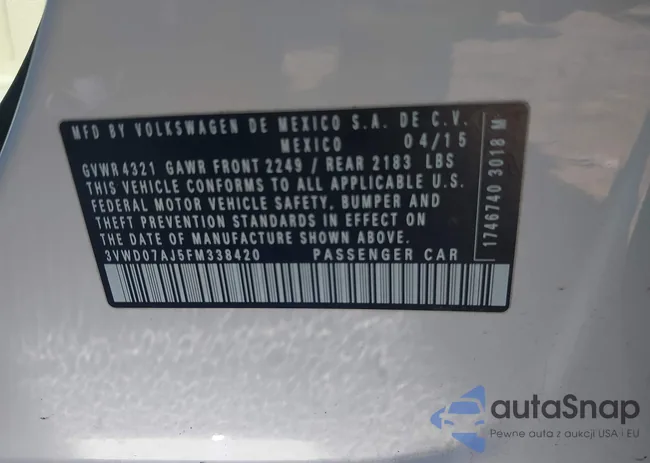 3VWD07AJ5FM338420: 44164548