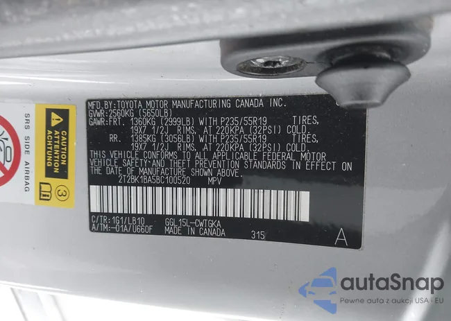 2T2BK1BA5BC100520: 44164631