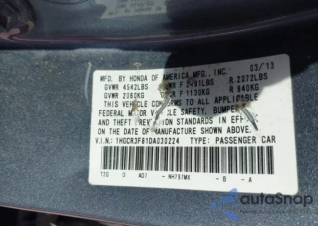 1HGCR3F81DA030224: 44164668