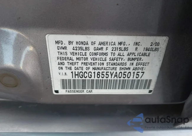 1HGCG1655YA050157: 44164813