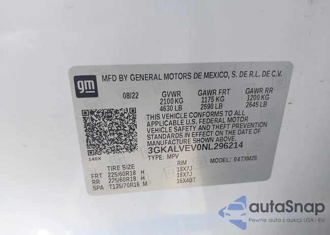 3GKALVEV0NL296214: 44164833