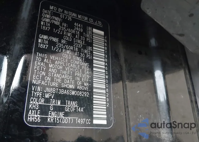 JN8BT3BA6SW008292: 44164845