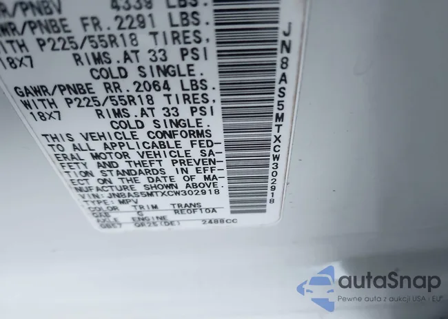 JN8AS5MTXCW302918: 44164863