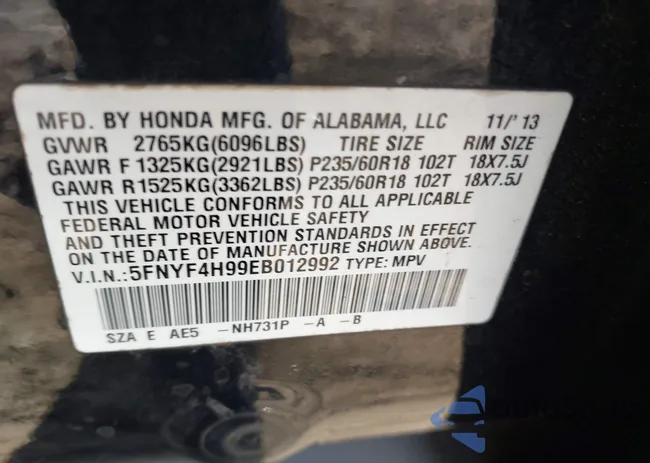 5FNYF4H99EB012992: 44164990